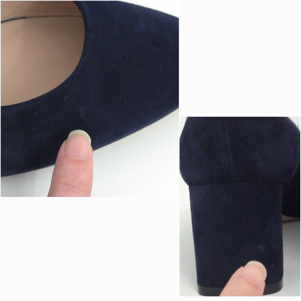 Stuart Weitzman Navy Blue Suede Block Pumps Heels- Size 9 - Picture 6 of 7
